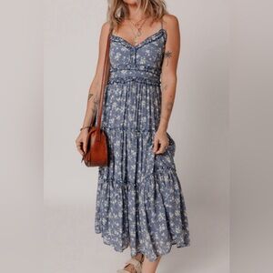 *NEW* Floral Blue Boho Maxi Dress | Sizes S, M, L